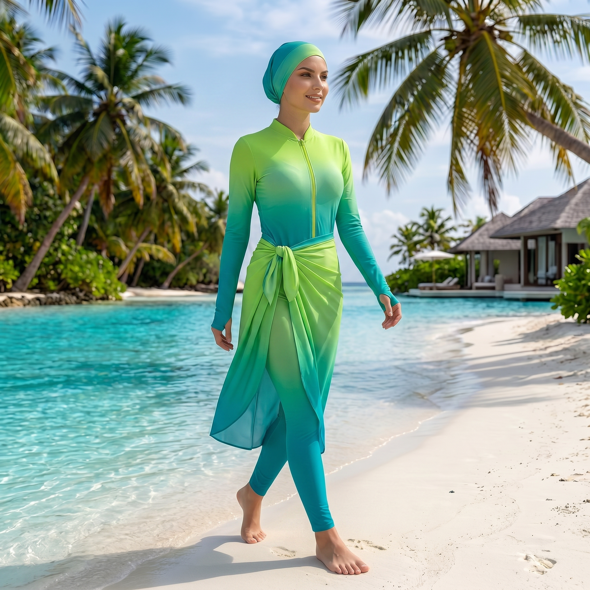 Ensemble burkini Elégant à Dégradé De Couleurs
