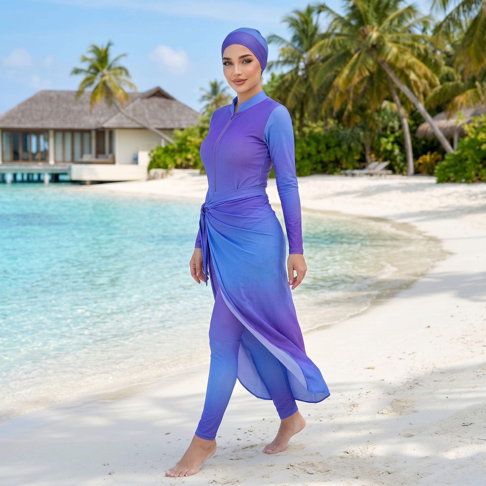 Ensemble burkini Elégant à Dégradé De Couleurs